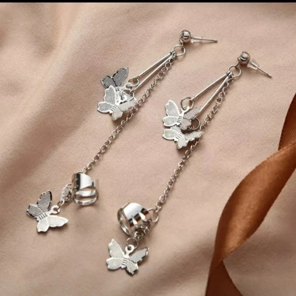 NEW Butterfly Cuff Tassle Earrings - Picture 3 of 5